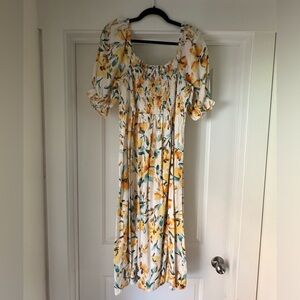 Gap Floral Maxi Puff Sleeve Dress